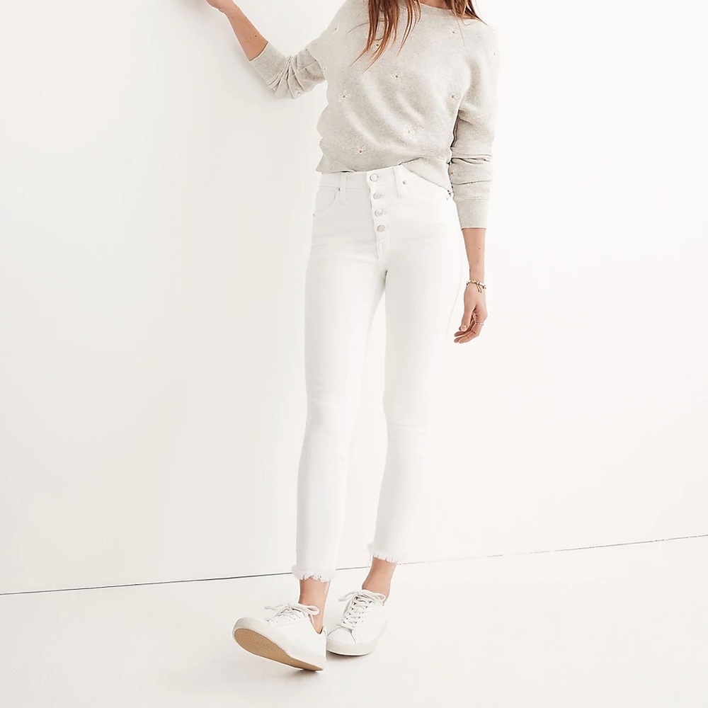 Madewell White Skinny Crop 10” High-Rise Jeans